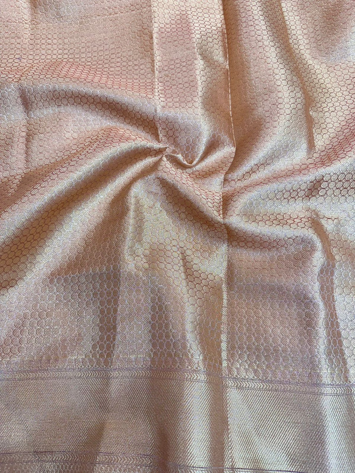Mauve Pink Tissue Silk Lace Attached Banarasi Saree