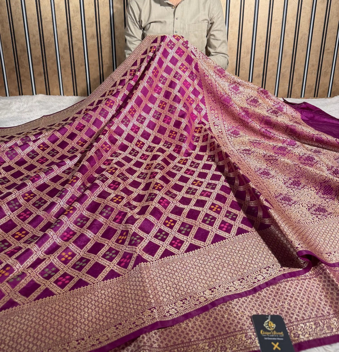 Mauve Pink Traditional Meenakari Georgette Banarasi saree