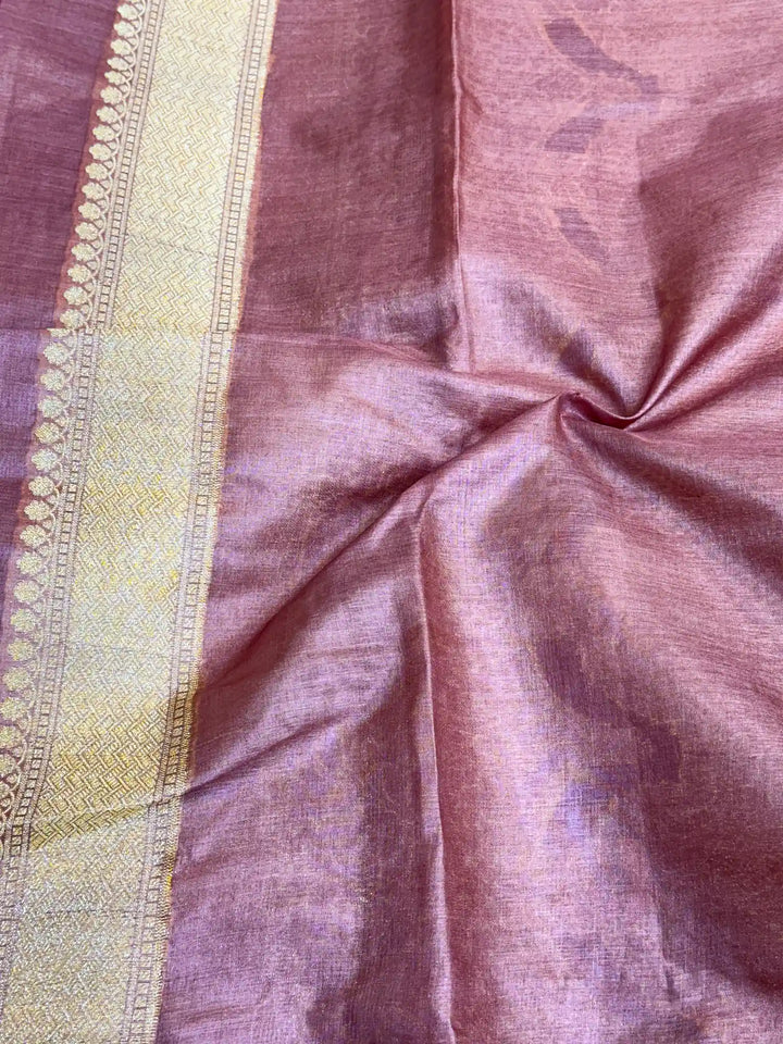 Mauve Shade Meenakari Pure Tussar Silk Saree