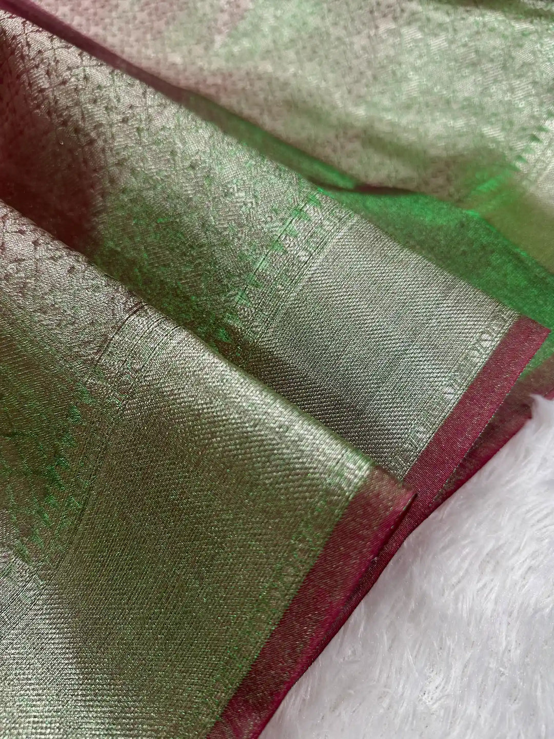 Metallic Green brocade tissue silk Banarasi saree