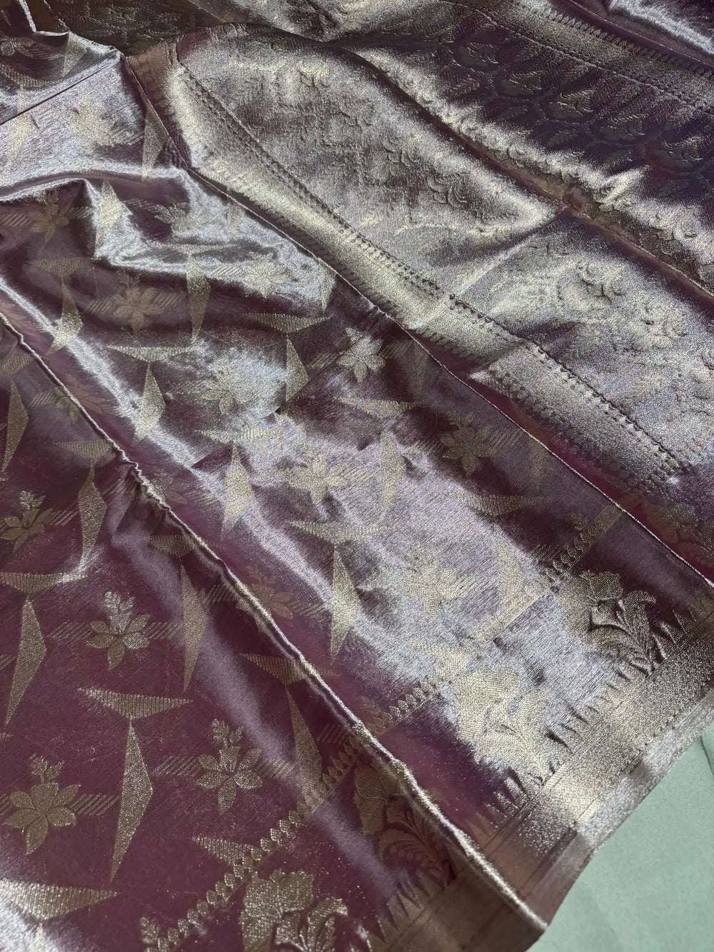 Metallic Lavender Kanjivaram Tissue Silk Saree with Rich Pallu and Blouse
