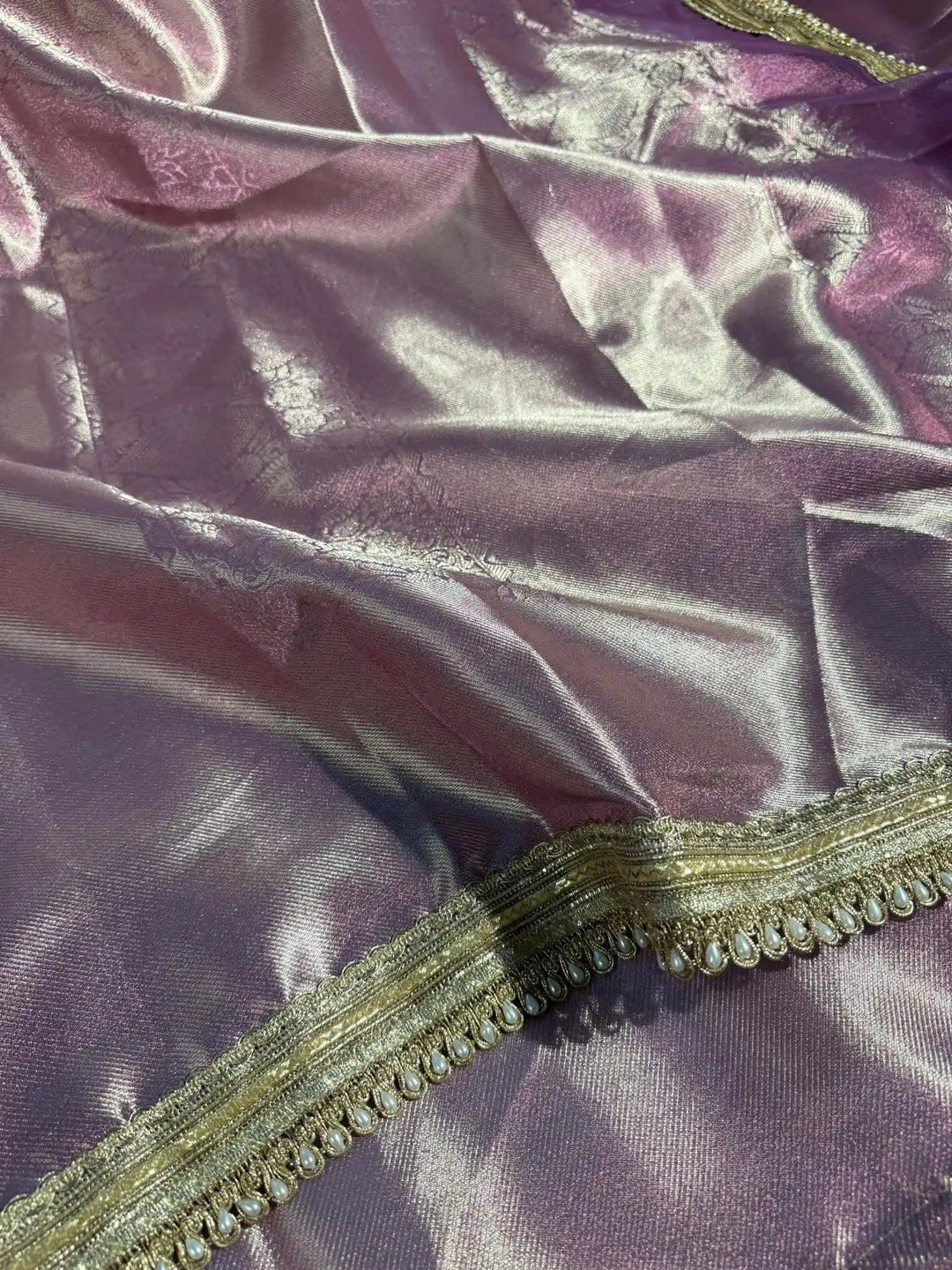 Metallic Lavender Tissue Silk Kanjivaram Brocade Banarasi Saree