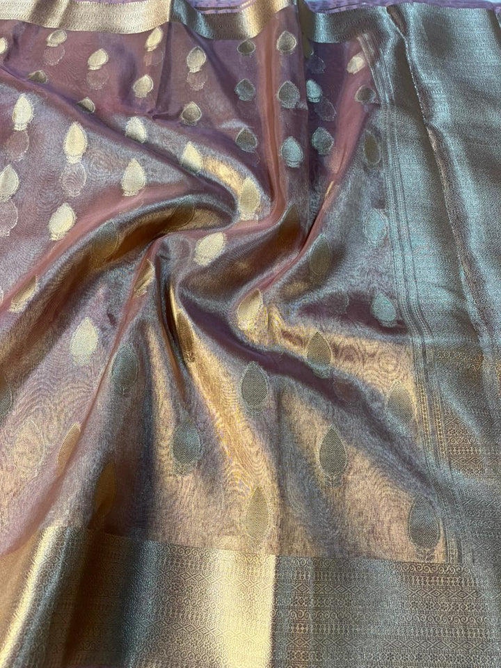 Metallic Pink Kora Tissue Silk Traditional Jacquard Weave Banarasi Saree