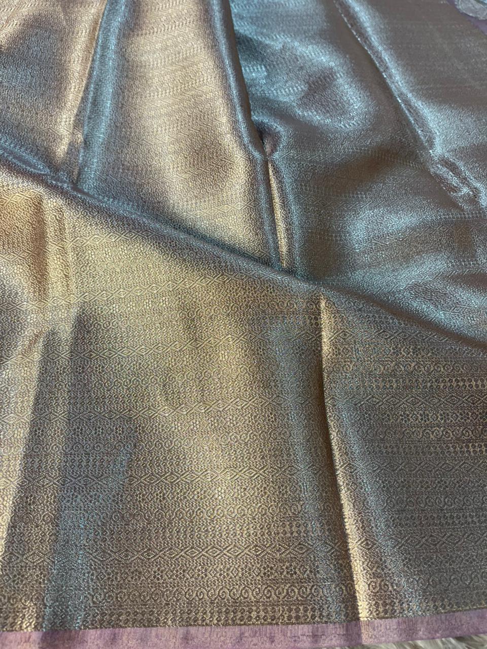 Metallic Pink Kora Tissue Silk Traditional Jacquard Weave Banarasi Saree