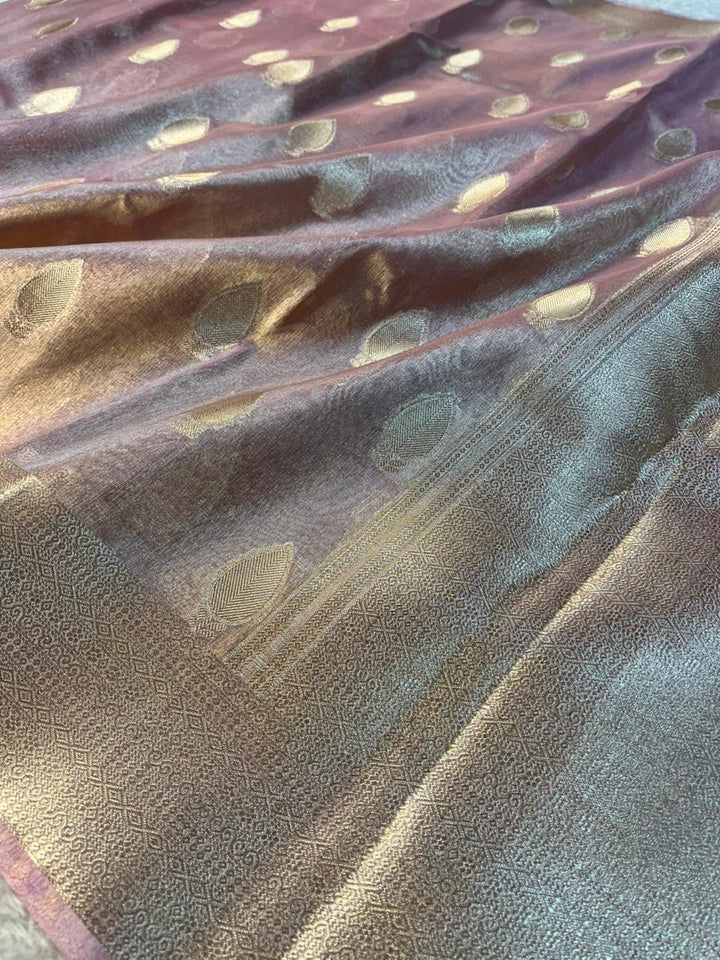 Metallic Pink Kora Tissue Silk Traditional Jacquard Weave Banarasi Saree
