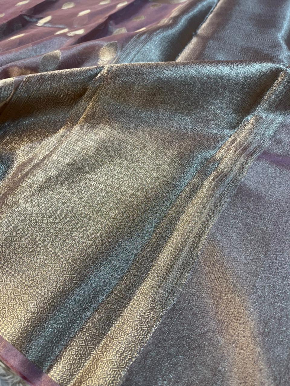 Metallic Pink Kora Tissue Silk Traditional Jacquard Weave Banarasi Saree