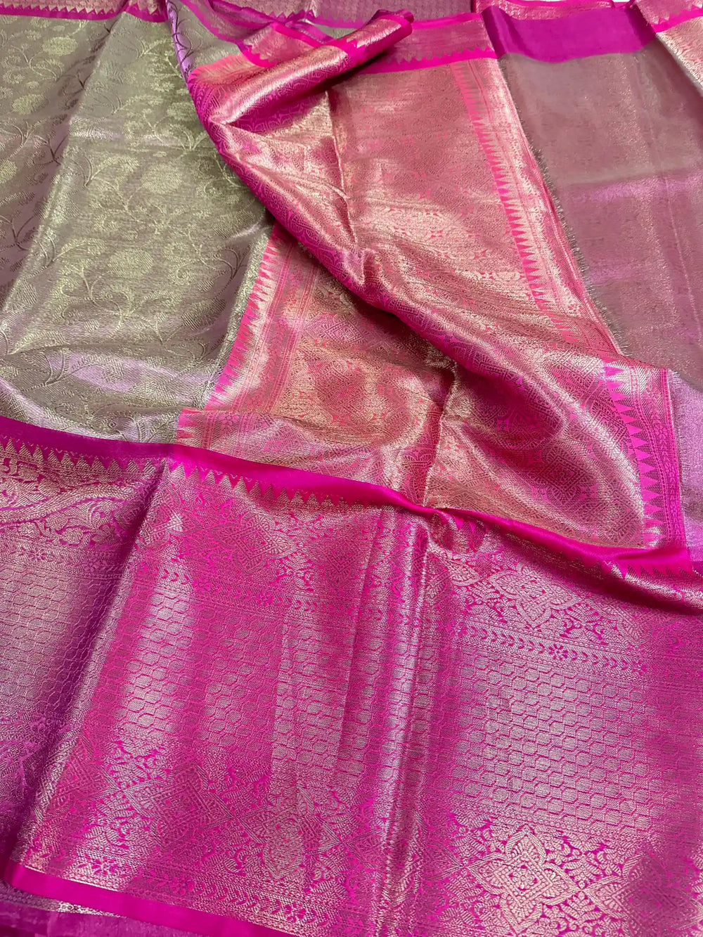 Metallic Pink Tissue Silk Aada and Buti Banarasi Saree