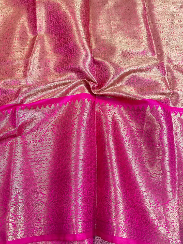 Metallic Pink Tissue Silk Aada and Buti Banarasi Saree