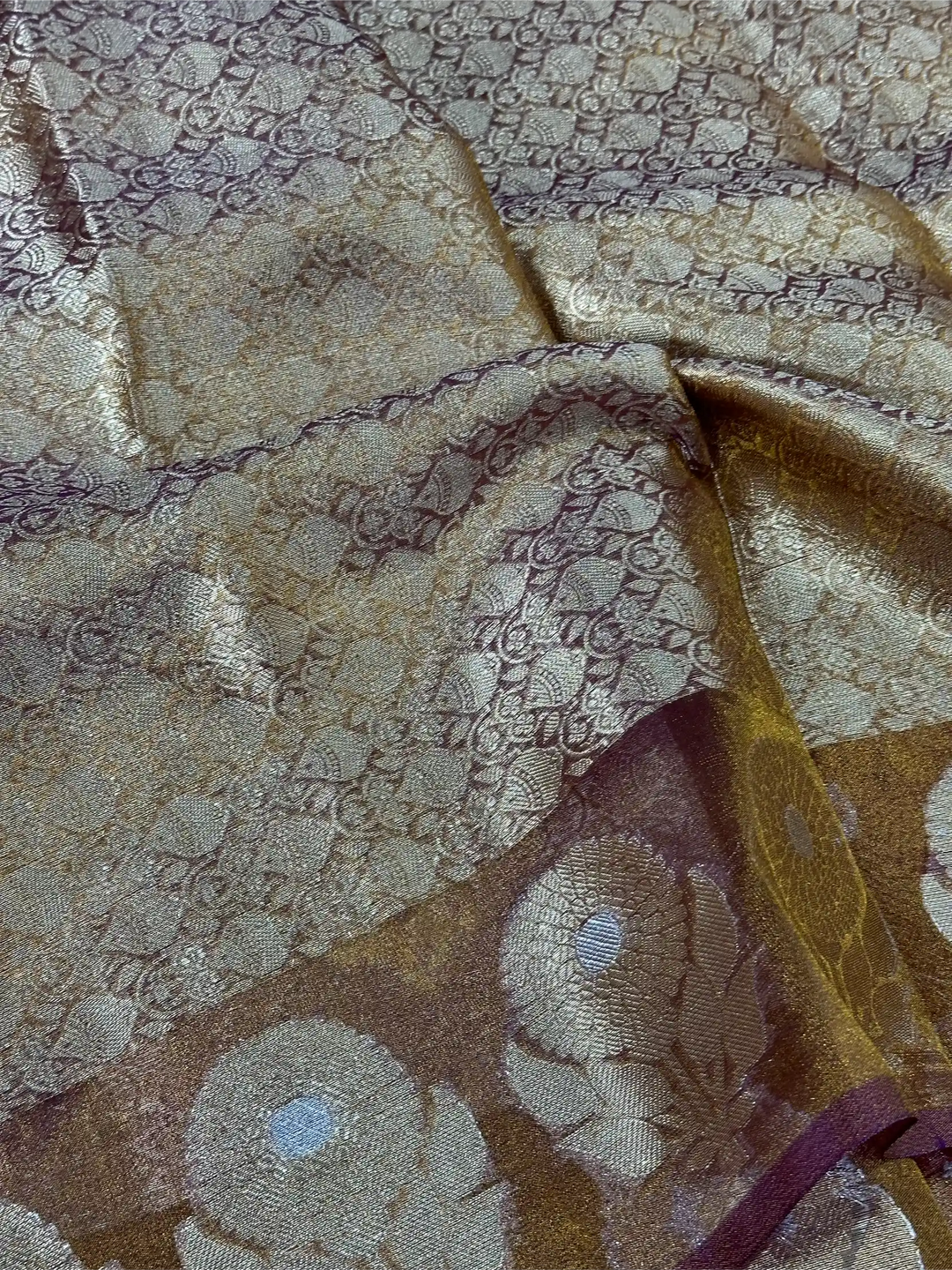Metallic Purple Kora Tissue Silk Dhoop Chaun Weave Contemporary Banarasi Saree
