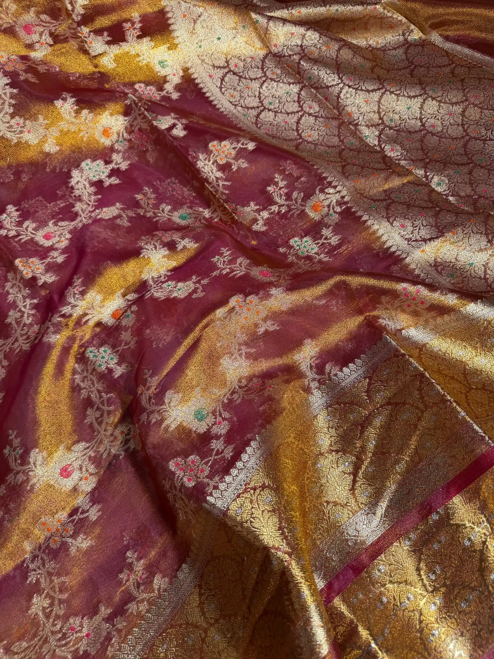Metallic Tissue Silk Heritage Intricate Meena Weave Banarasi Saree
