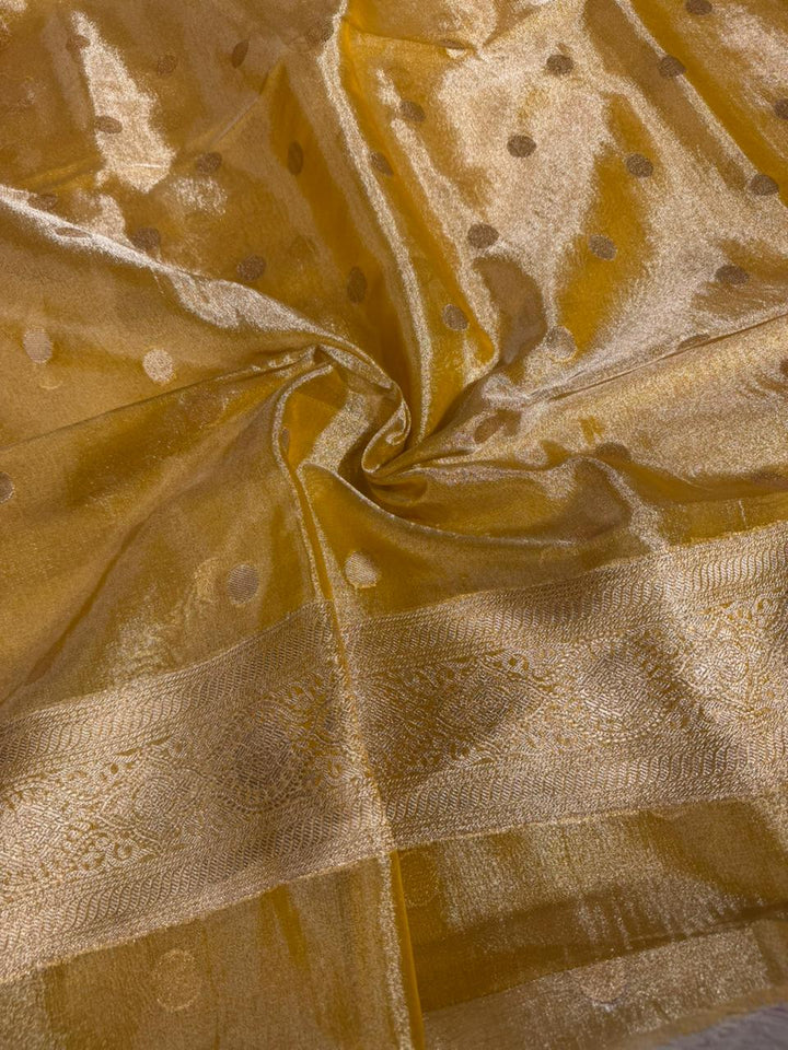 Metallic Yellow Kora Tissue Banarasi Suit