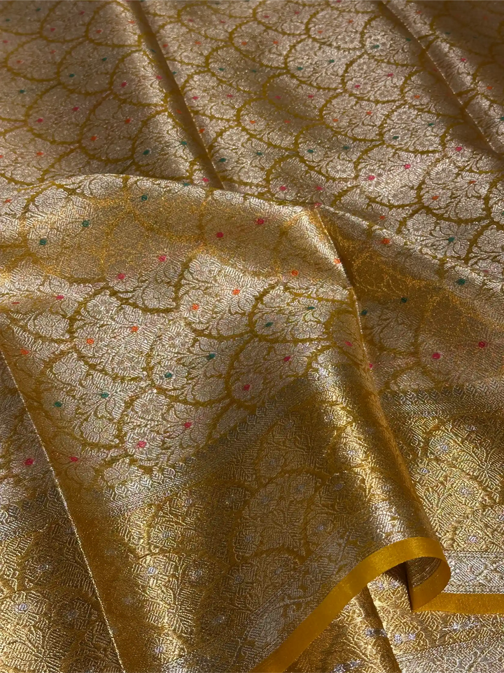 Metallic Yellow Tissue Silk Heritage Intricate Meena Weave Banarasi Saree