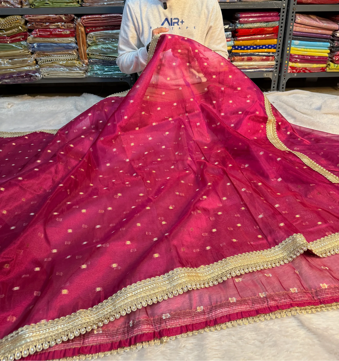 Metallic Rani Soft Tissue Silk Designer Banarasi Saree
