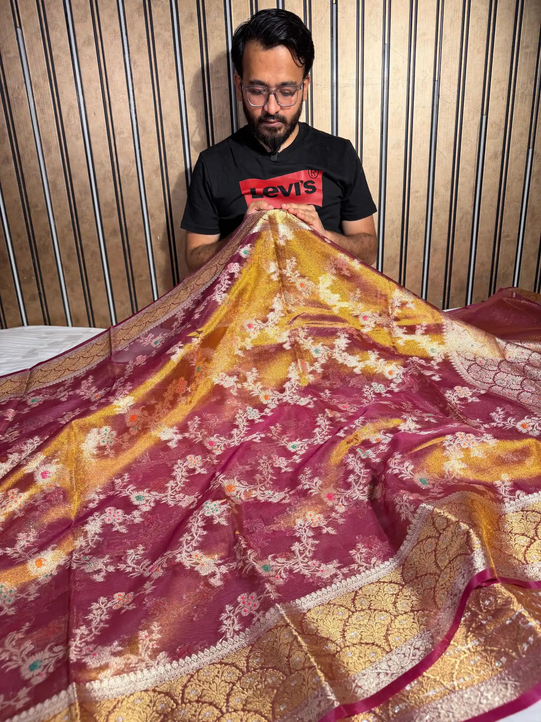 Metallic Tissue Silk Heritage Intricate Meena Weave Banarasi Saree
