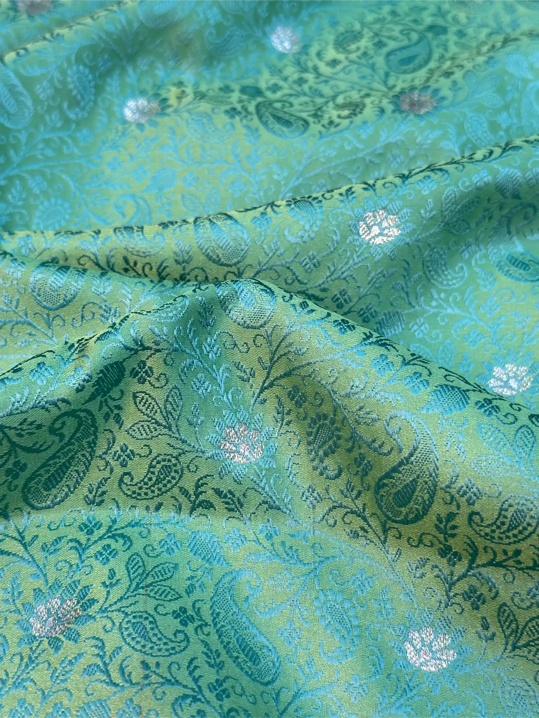 Mint Green Intricate Mashru Katan Silk Tanchoi Banarasi Saree