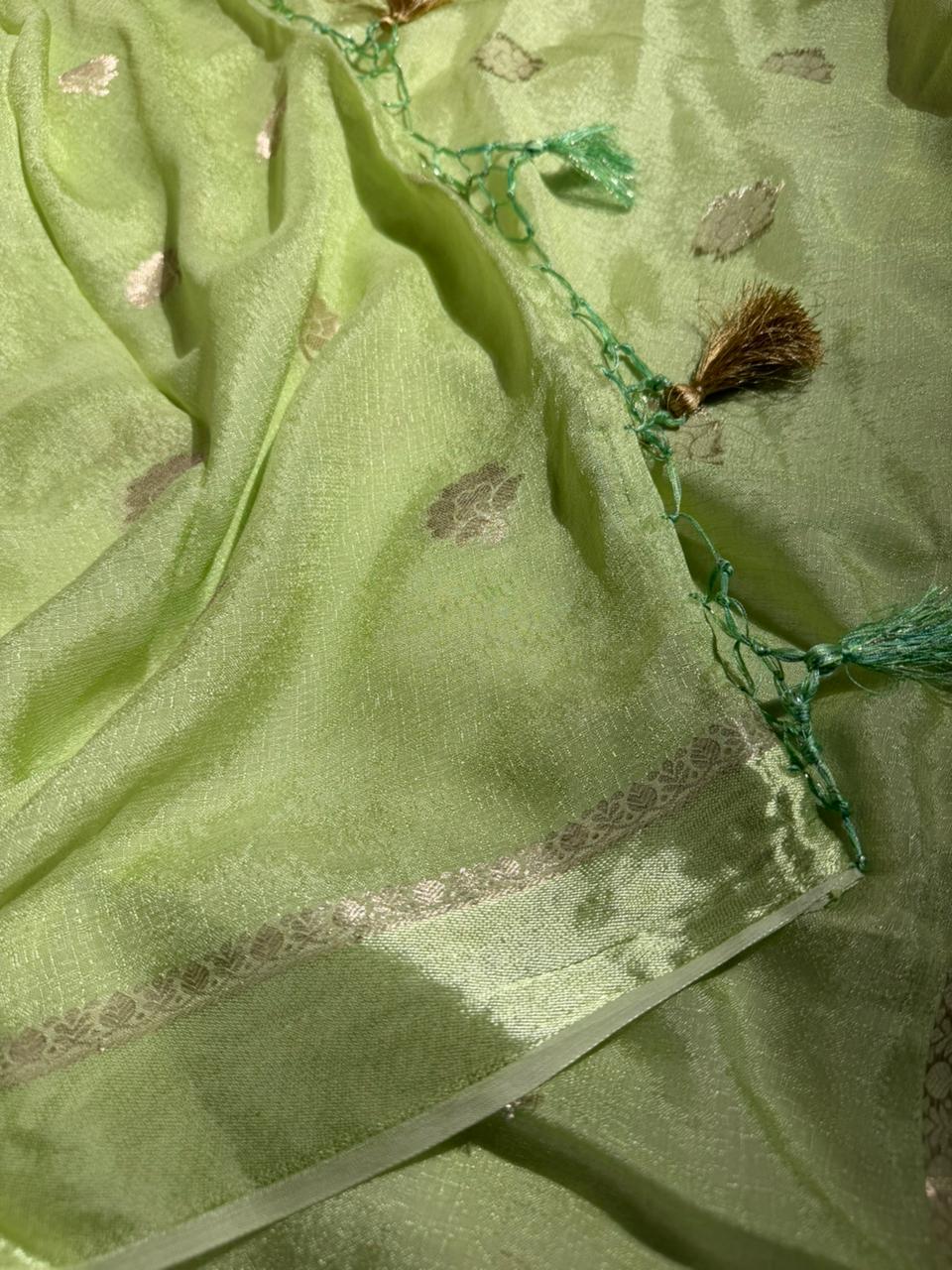 Mint Green Viscose Georgette Silk Traditional Buta Banarasi Saree