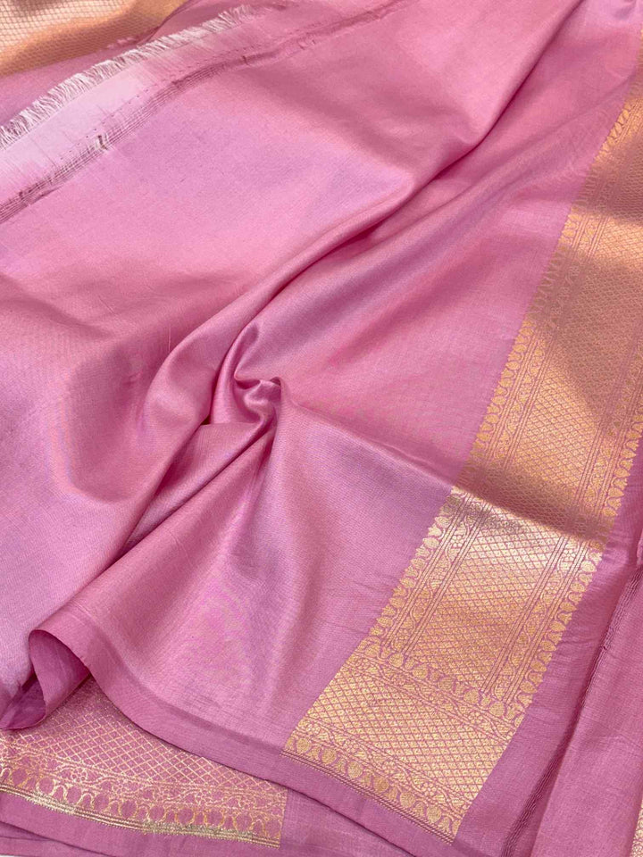 Muave Pink Floral Meenakari Pure Katan Silk Saree