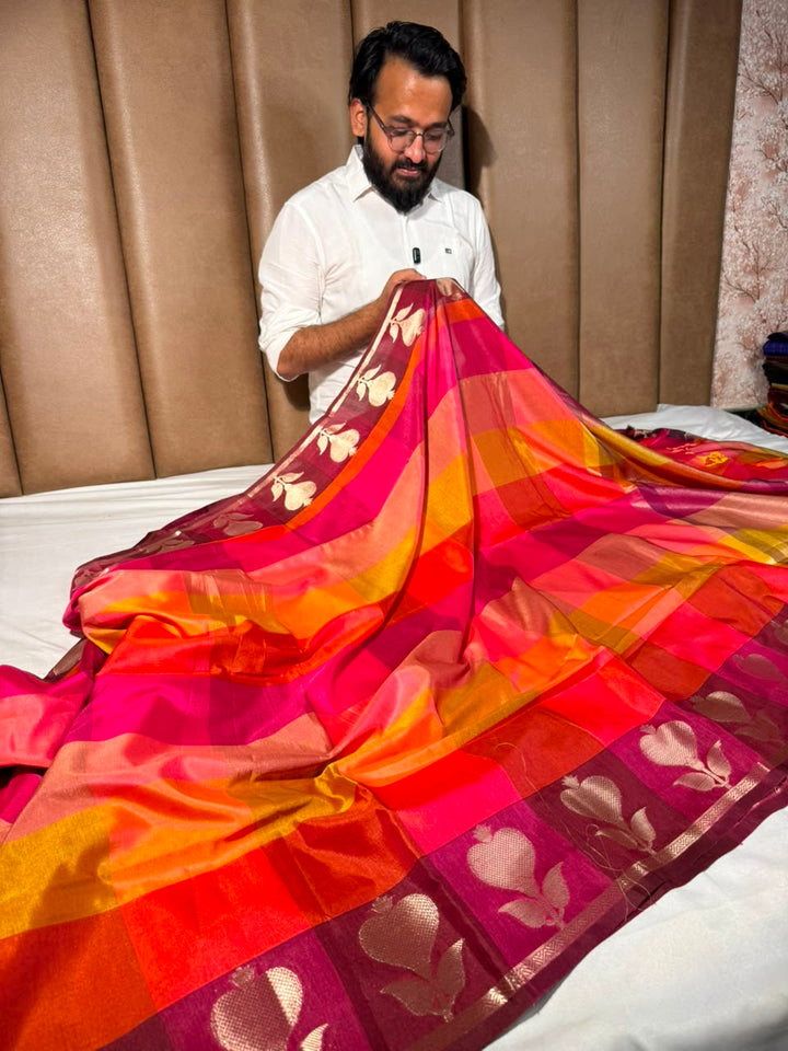 Multicoloured Contemporary Weave Banarasi Silk Saree