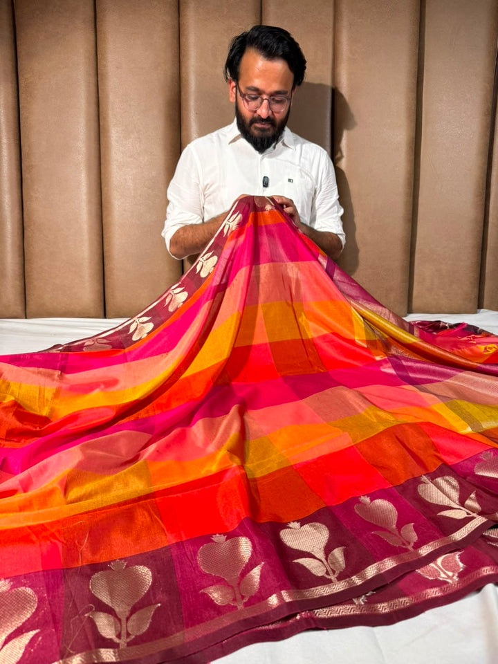 Multicoloured Contemporary Weave Banarasi Silk Saree