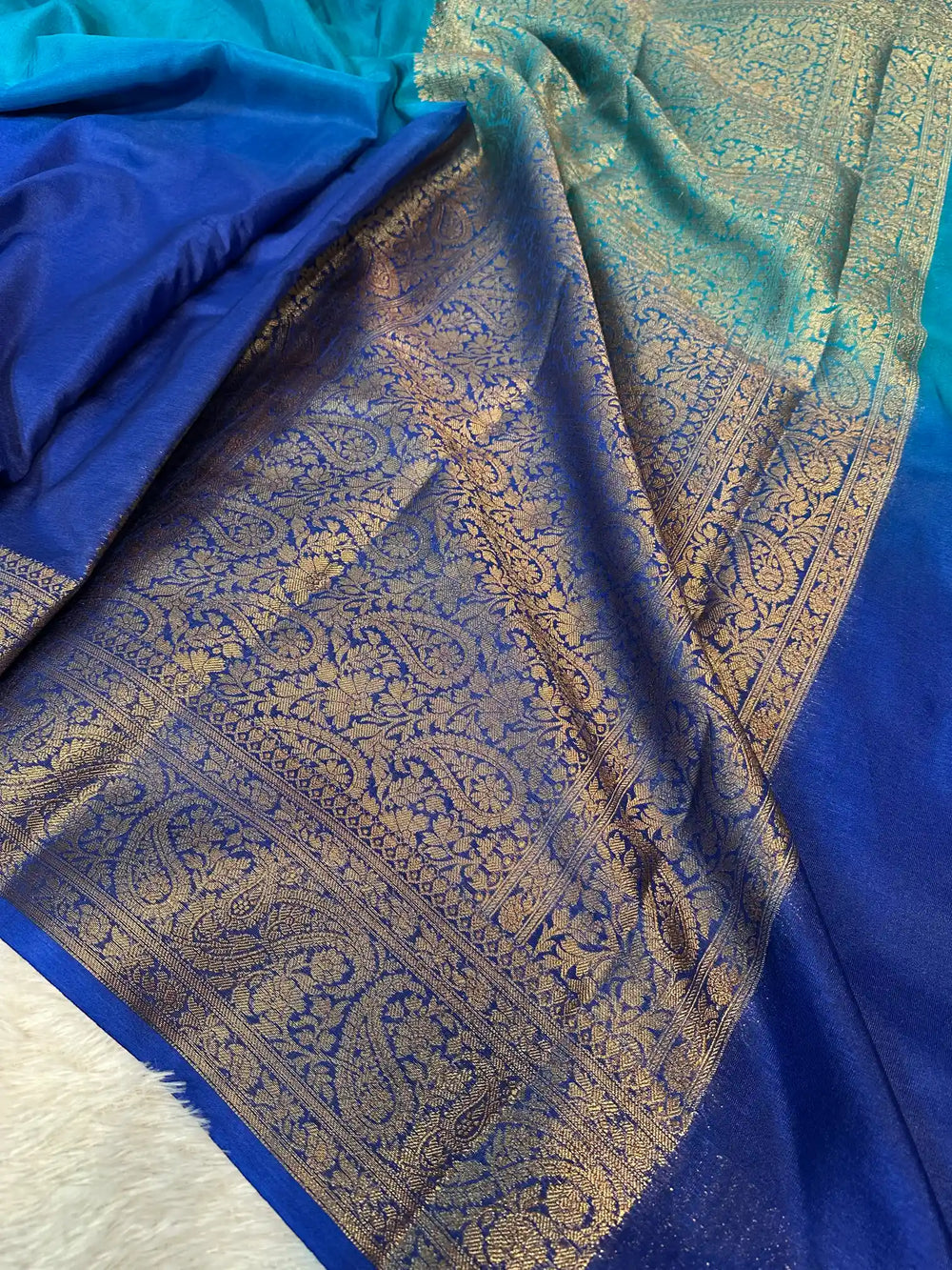 Multilayered Ombré Warm Silk Traditional Banarasi Saree