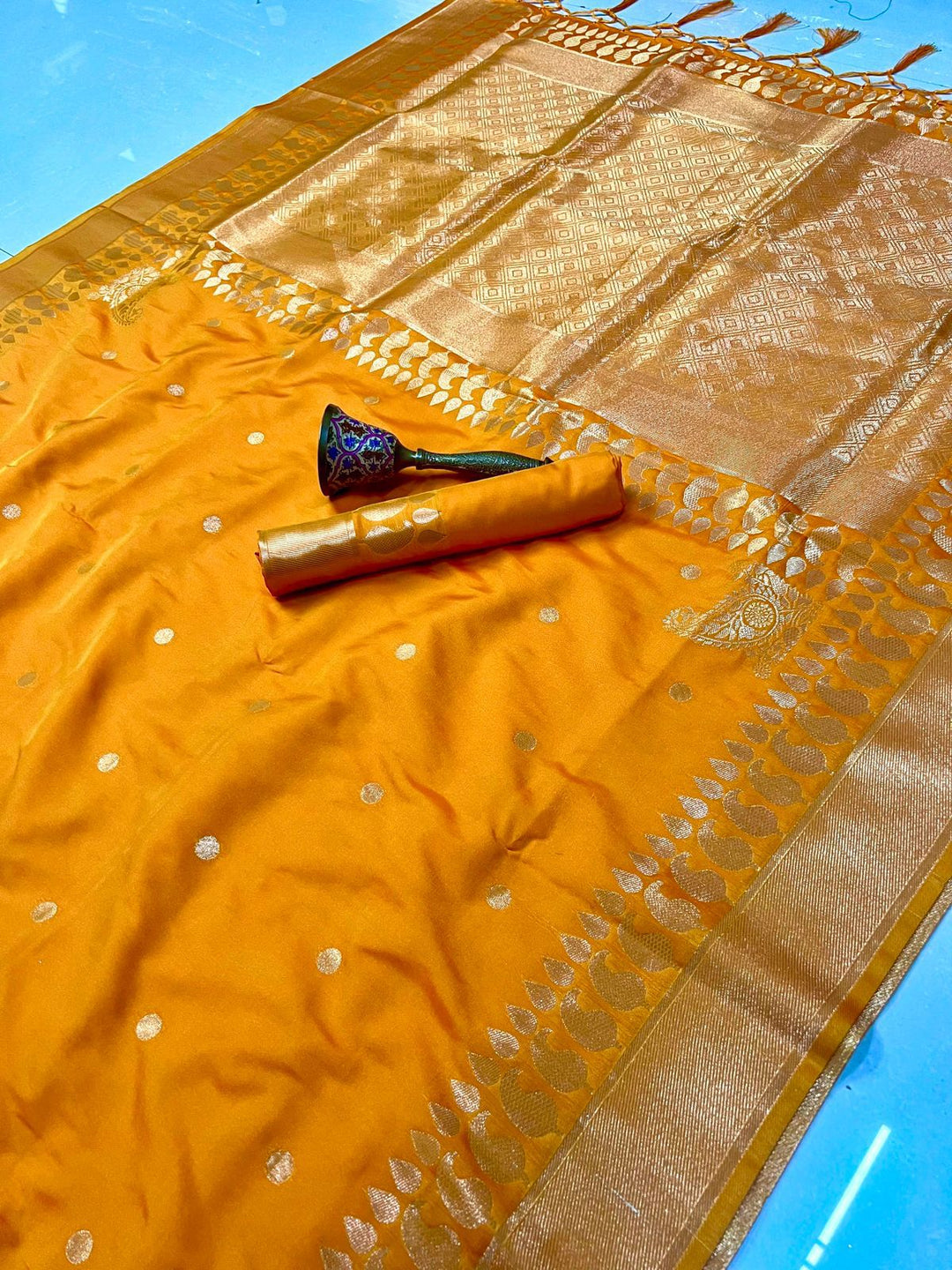 Madhuri Dixit Inspired Premium Katan Silk Saree with Rich Pallu and Blouse