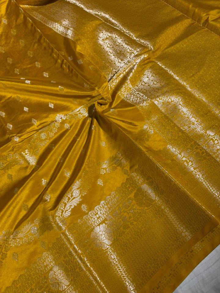 Mustard Gold Banana Silk Heritage Weave Banarasi Saree
