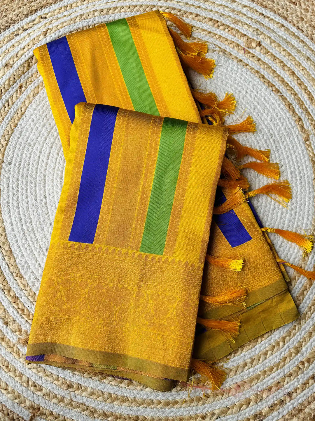 Mustard Yellow Soft Kanjivaram Silk Saree