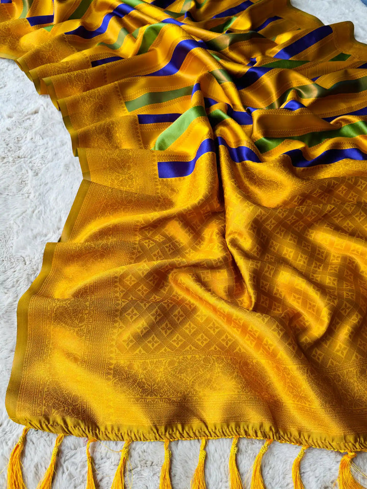 Mustard Yellow Soft Kanjivaram Silk Saree