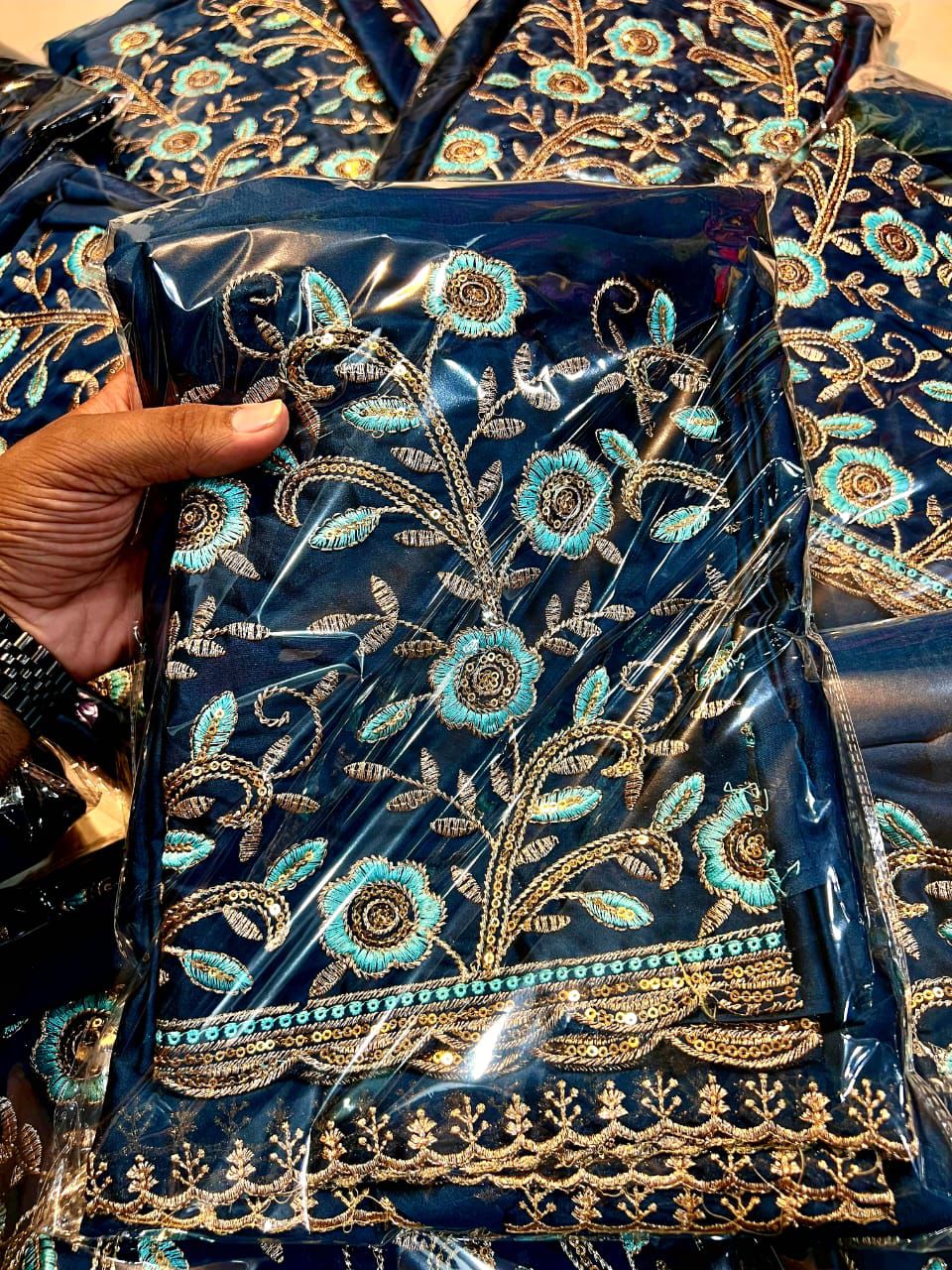 Navy Blue Mashru Katan Silk Saree