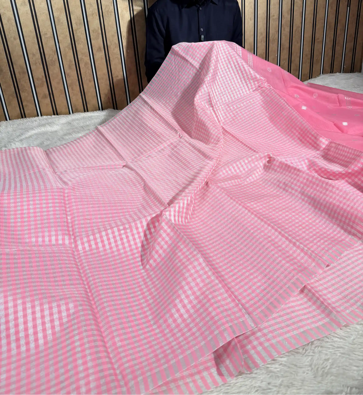 Nayanthara Ma’am Inspired Checked Tissue Silk Saree