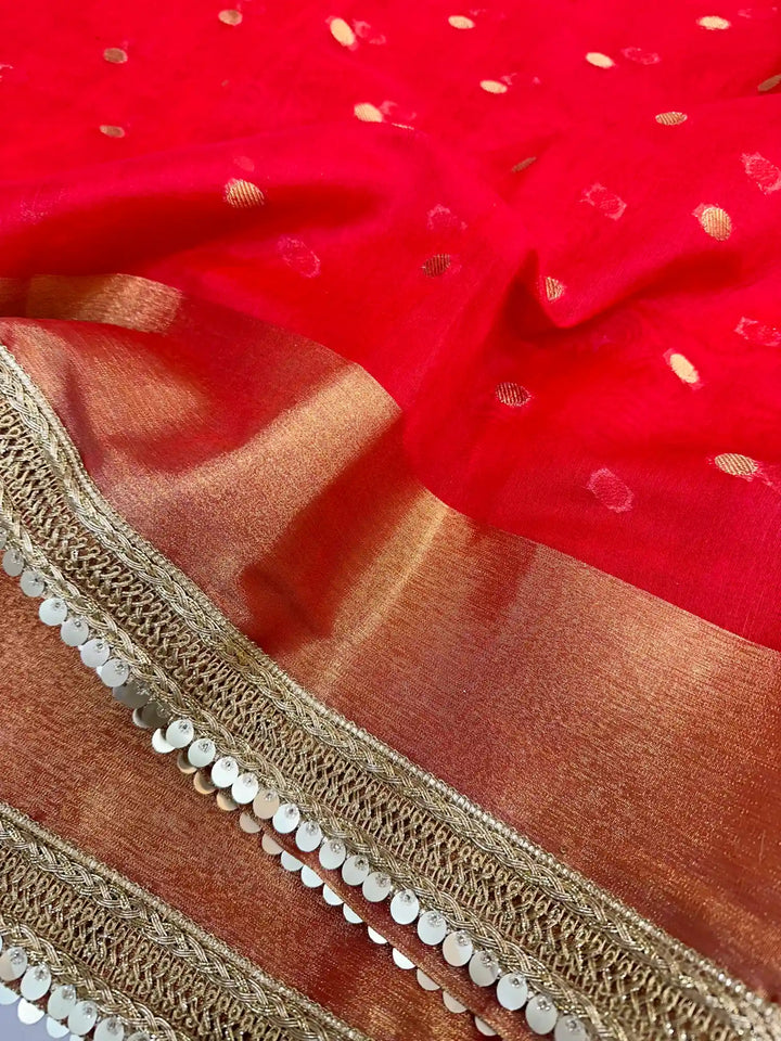 Nayanthara Maam Inspired Softsilk Polka Dots Banarasi Saree
