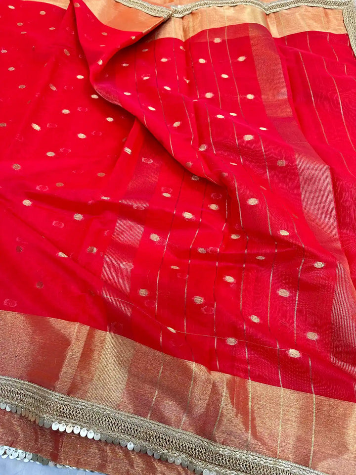 Nayanthara Maam Inspired Softsilk Polka Dots Banarasi Saree
