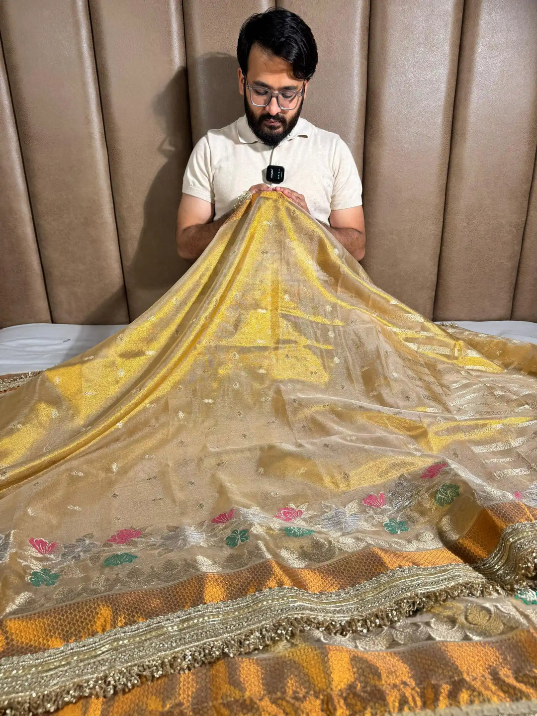 Never Seen Alfi Floral Border Tissue Designer Saree