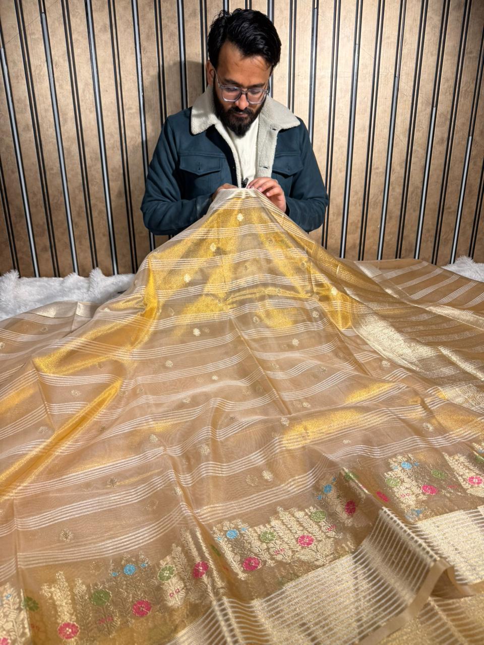 Never Seen Before Copper Tissue Silk Heritage Weave Banarasi Saree