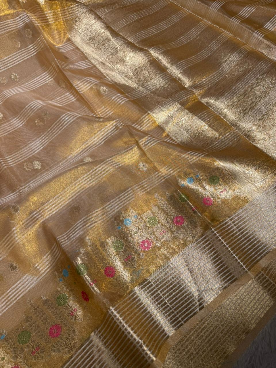 Never Seen Before Copper Tissue Silk Heritage Weave Banarasi Saree