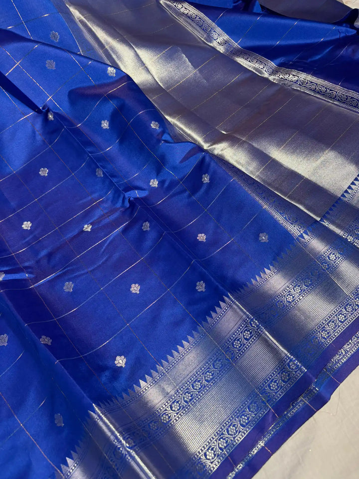 Never Seen Before Dual Shade Katan Silk Saree with Rich Pallu and blouse 