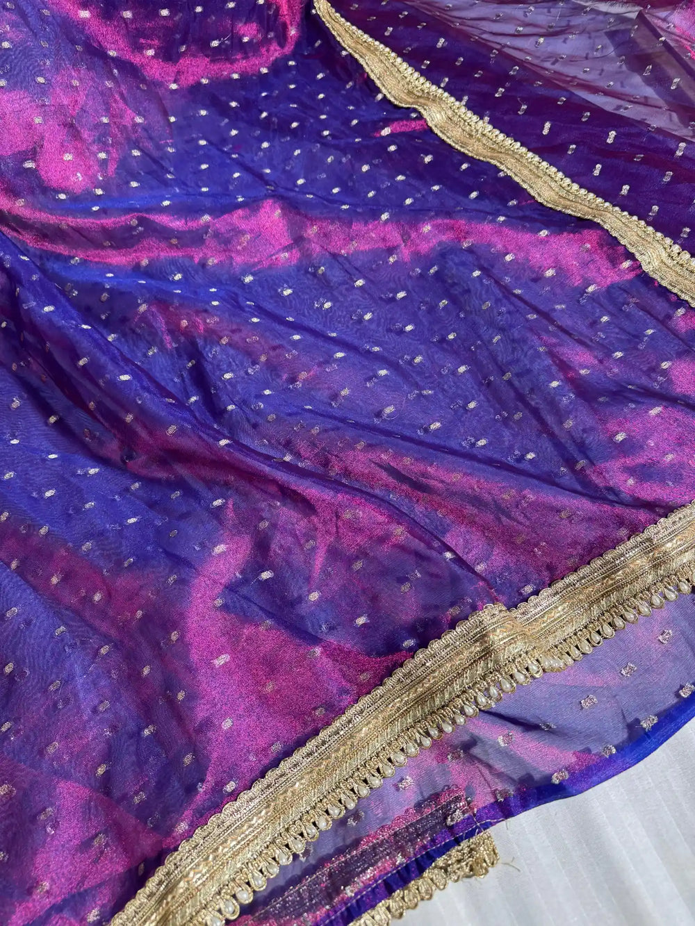 Never Seen Before baigani tissue buti saree with exclusive lacework 