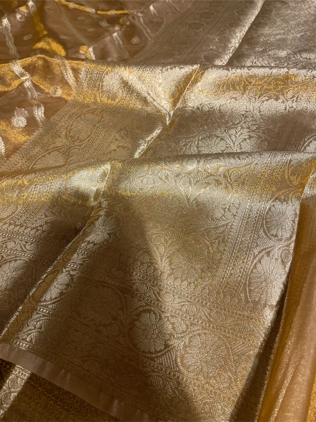 Never Seen Copper Tissue Silk Leheriya Banarasi Saree