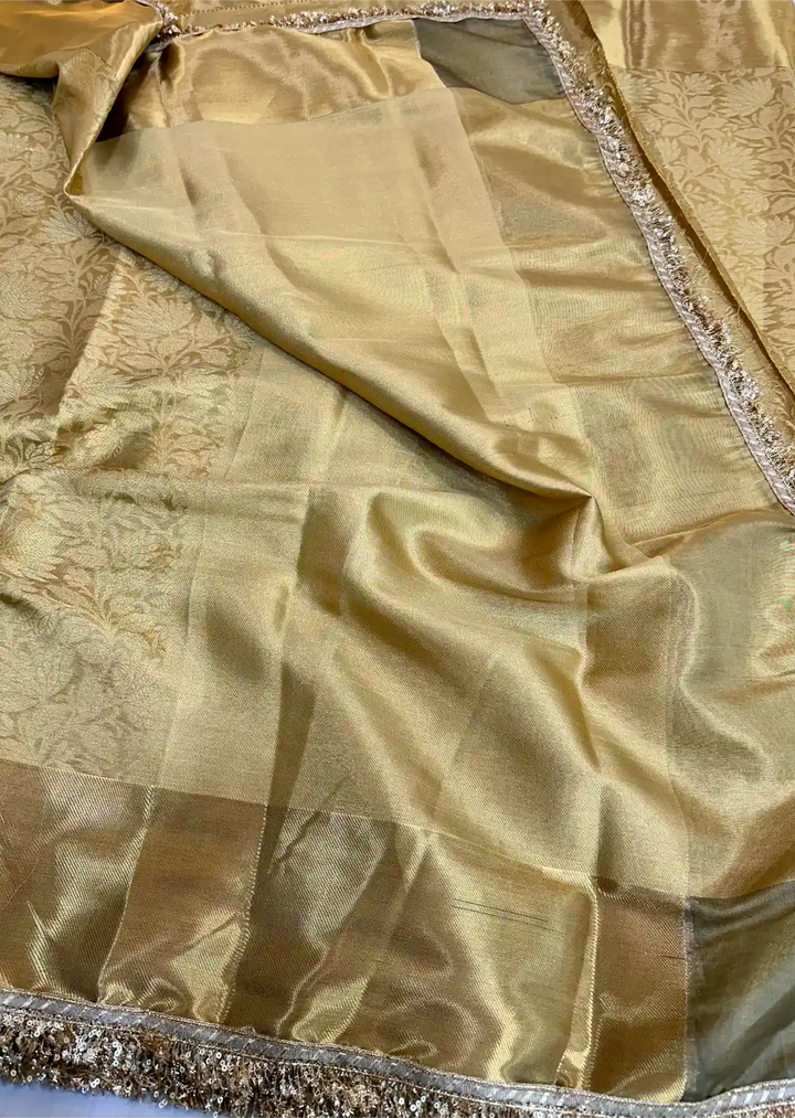 Nita Ambani Ma’am Inspired Kanjeevaram Tissue Silk Lace Attached Saree