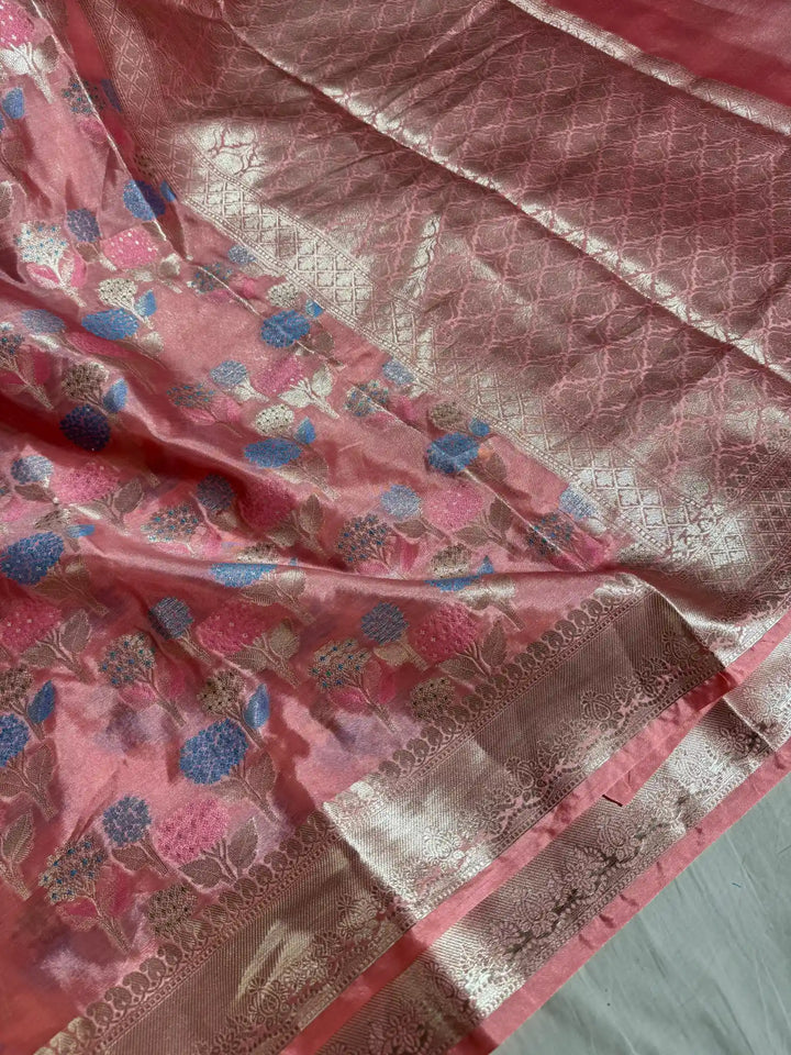 Nita Ambani mam inspired premium peach katan silk saree with rich pallu and blouse