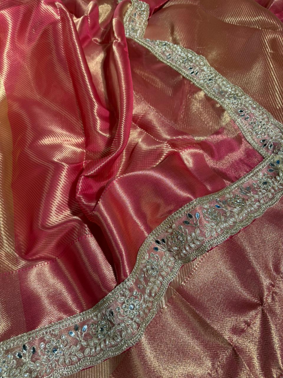 Nita ma’am Inspired Kanjivaram Tissue Silk Designer Lace Work Banarasi Saree 