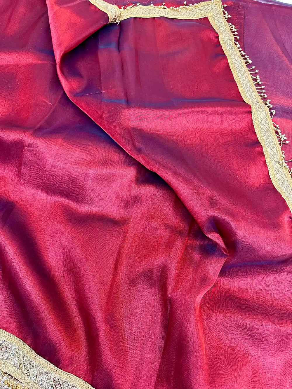 Noor-E-Banaras Edition Premium Tissue Silk Saree with classy lace work
