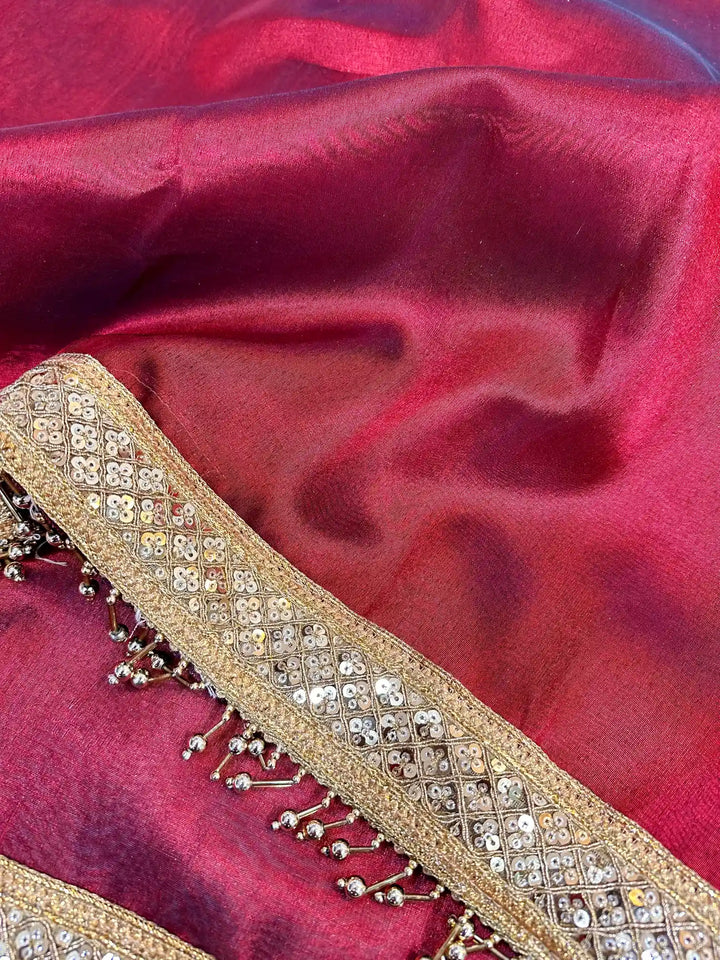 Noor-E-Banaras Edition Premium Tissue Silk Saree with classy lace work
