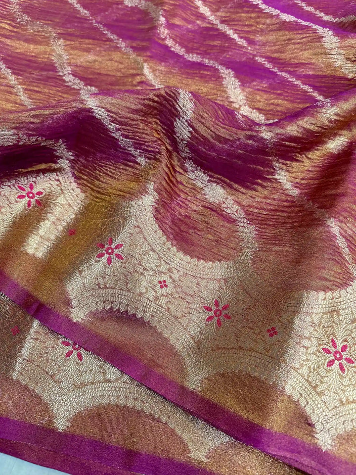 Noor-E-Banaras Edition Premium Tissue Silk Saree with classy lace work