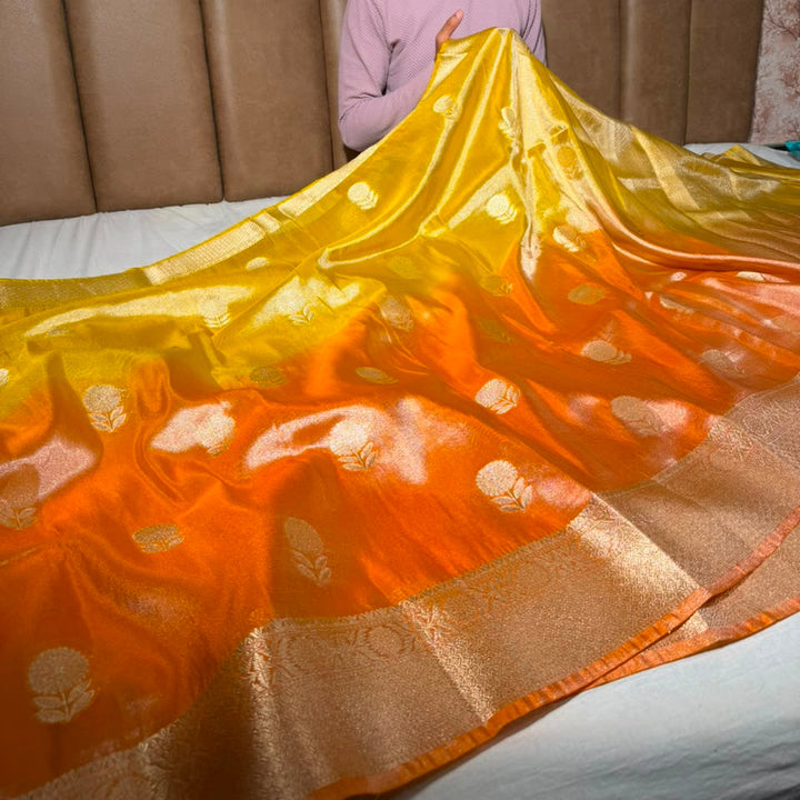 Ombré Eccentric Breathable Soft Tissue Banarasi Saree