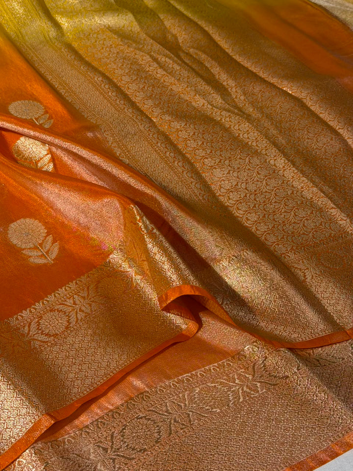 Ombré Eccentric Breathable Soft Tissue Banarasi Saree