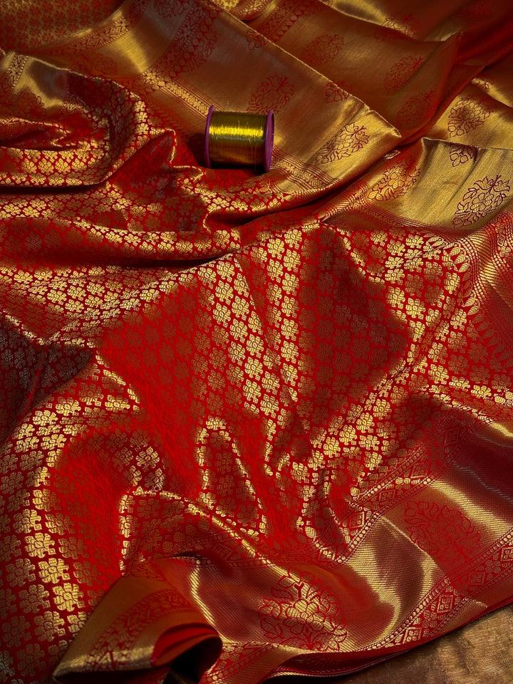 Orange Kanjivaram Soft Silk Saree
