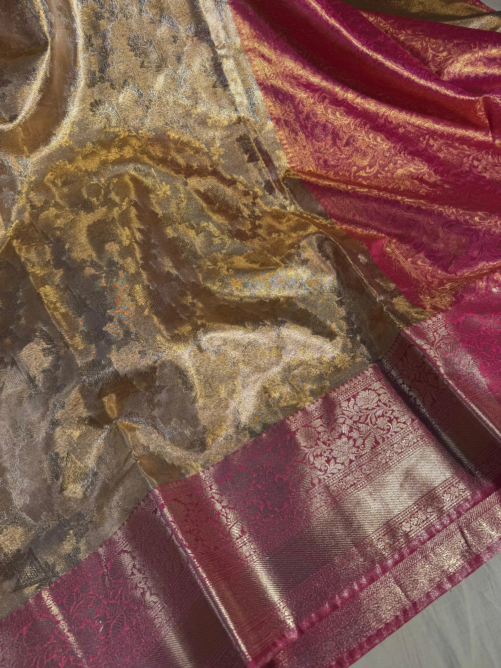 Original Vascat premium tissue silk saree with contrast rich pallu and blouse 