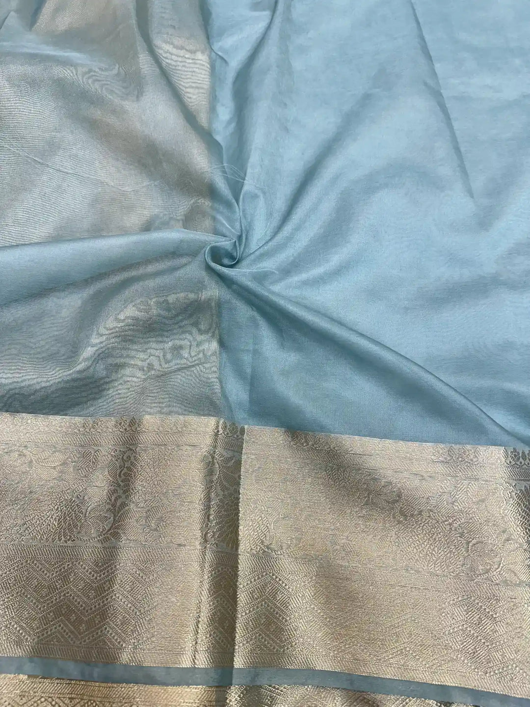 Pastel Gray Shade Organza Silk Designer Saree