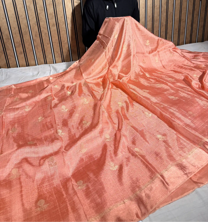 Peach Extremely Soft Georgette Silk Banarasi Saree